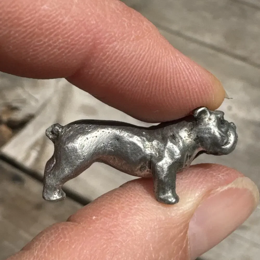 Vintage Solid Miniature Pewter Bulldog Figurine Signed Rawclif Pewter 1987